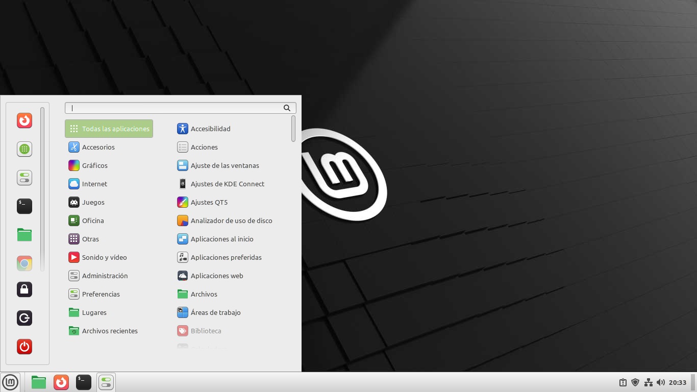 Menú de inicio Linux Mint