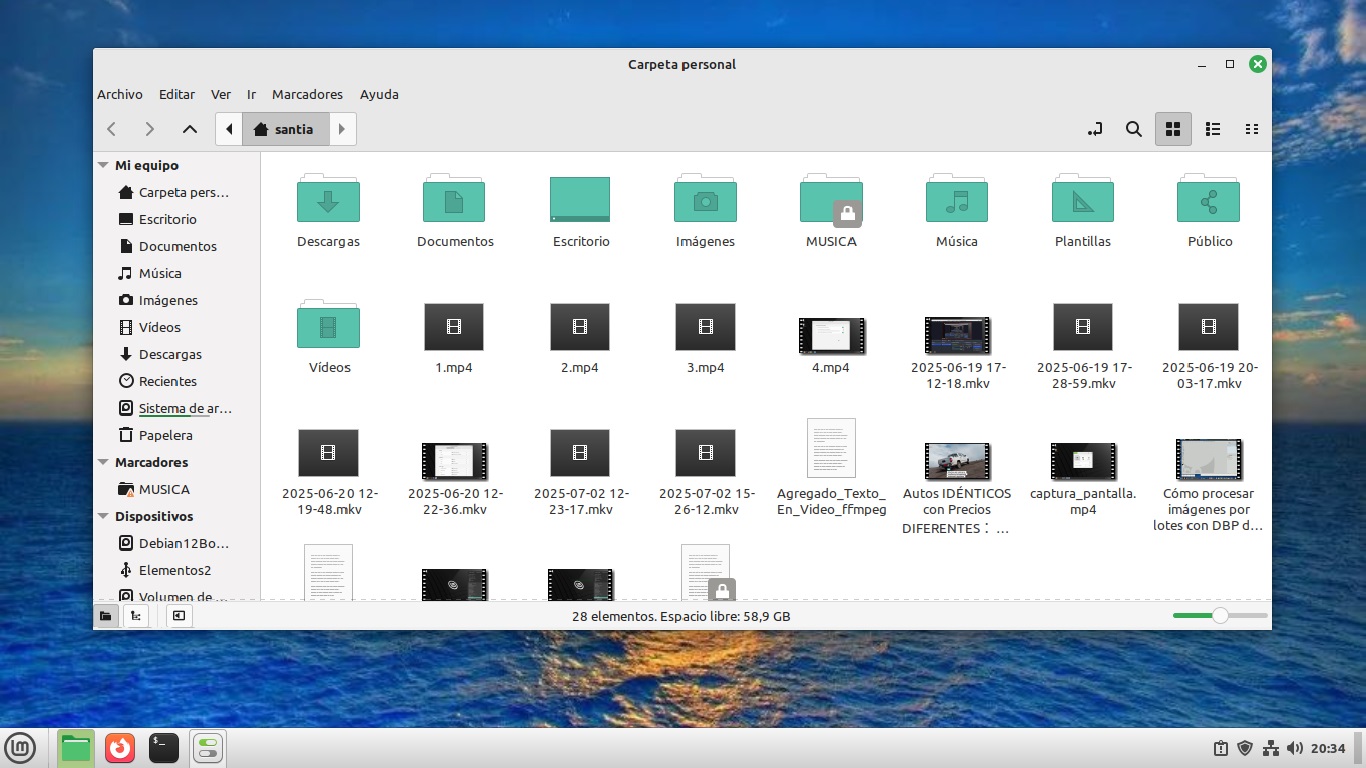 Explorador de archivos modo oscuro