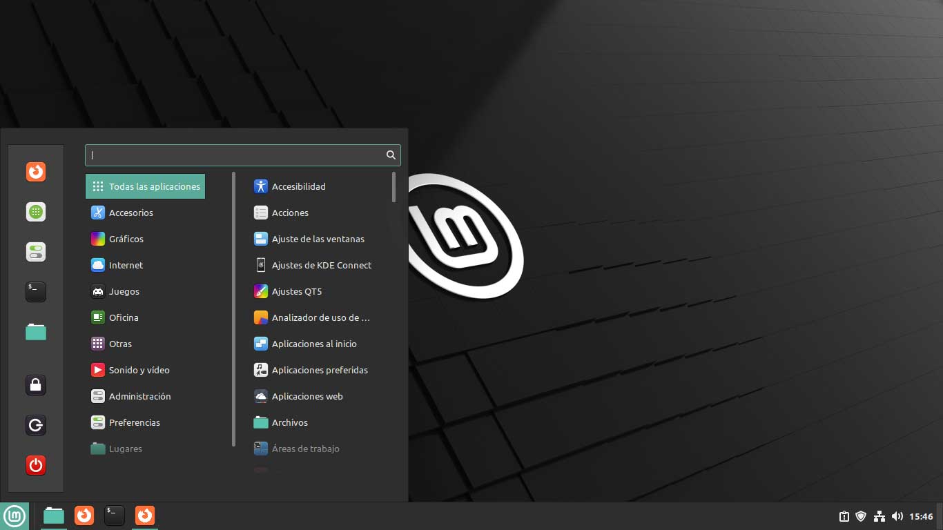 Menú de inicio Linux Mint
