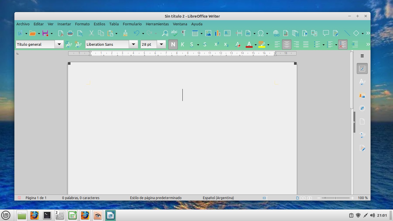 Procesador de texto en Linux Mint