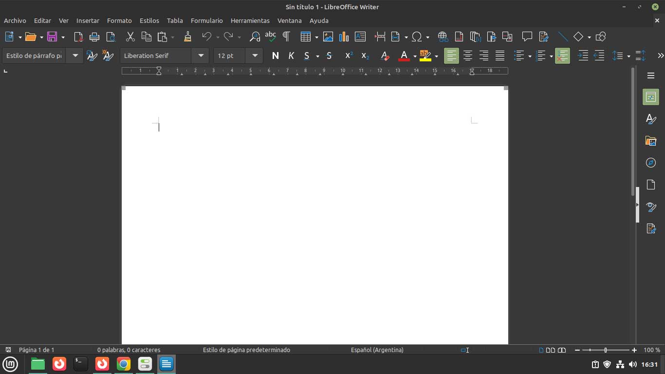 Procesador de texto en Linux Mint